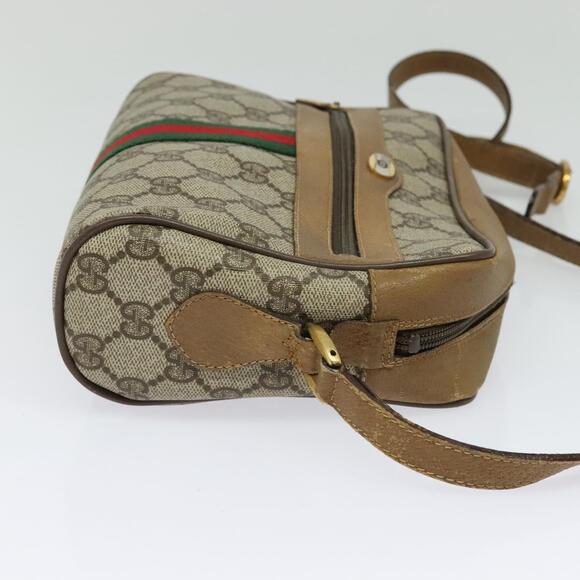 GUCCI GG Supreme Web Sherry Line Bag Pvc Beige Gold 68 02 004